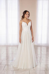 7018 White Lace and French Tulle over White Gown with J front