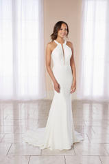7024 White Gown with Java Tulle Plunge front