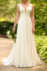 7042 Ivory Gown with Java Tulle Plunge front