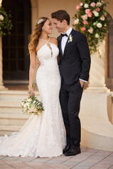 7054 Ivory Lace And Tulle Over Ivory Gown With Ivory Tu front