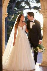7077 Ivory Lace And Tulle Over Ivory Gown With Ivory Tu front