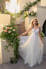 7083 Ivory Lace Tulle And Caluso Chiffon Over Ivory Gow front