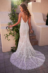 7130 Ivory Lace Over Latte Gown back