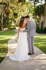 7135 Ivory Lace And French Tulle Over Ivory Gown With I back
