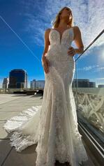 1305 Ivory Lace And Tulle Over Ivory Gown With Ivory Tu front