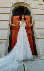 7263 (IVHY-IV)Ivory Lace And Tulle Over Honey Gown With front