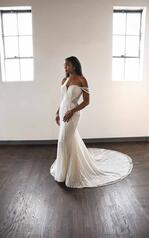 LE1122 Ivory Lace And Royal Organza Over Mocha Gown With  front