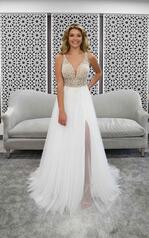 7328 (IVRM-PL)Ivory Tulle Over Rum Gown With Porcelain  front