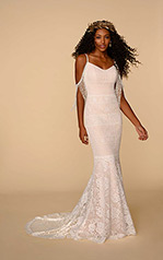 Asher Ivory Lace Over Hazelnut Imperial Crepe front