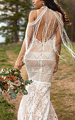 Asher Ivory Lace Over Hazelnut Imperial Crepe detail