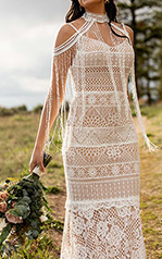Asher Ivory Lace Over Hazelnut Imperial Crepe detail