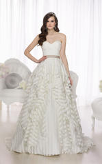 D1672SR Ivory Gown with Topaz Sash front