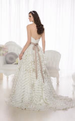D1672SR Ivory Gown with Topaz Sash back