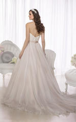 D1702 Ivory Soft Organza over Ivory Gown with Malt Sash back