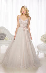 D1733 Ivory Tulle over Ivory Gown with Blossom Sash front