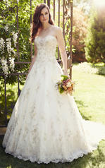 D1757 Silver Lace and Ivory Tulle over Ivory Satin front