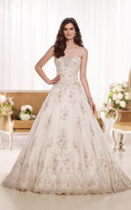 D1757 Silver Lace and Ivory Tulle over Champagne Satin front