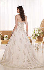D1757 Silver Lace and Ivory Tulle over Champagne Satin back