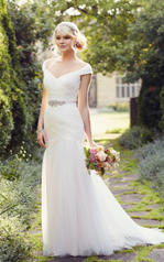 D1802 Ivory Tulle over Ivory Gown with Natural Beaded Gr front