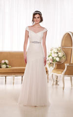 D1802 Ivory Tulle over Almond Gown with Blossom Beaded G front