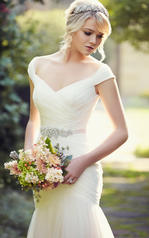 D1802 Ivory Tulle over Almond Gown with Natural Beaded G detail