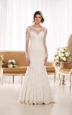 D1863 Ivory Lace over Oyster Dolce Satin front