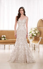 D1869 Silver Lace and Ivory Tulle over Champagne Satin front