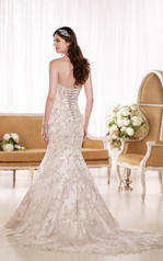 D1869 Silver Lace and Ivory Tulle over Champagne Satin back
