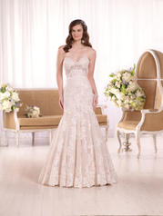 D2042 Ivory Lace and Tulle over Oyster Dolce Satin front
