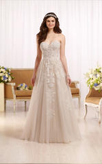 D2121 Ivory Silver Lace and Ivory and Almond Tulle over  front