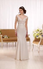 D2124-CL Ivory Gown with Porcelain Tulle Illusion front