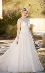 D2126 Ivory Lace and Tulle over Ivory Gown with Ivory Tu front