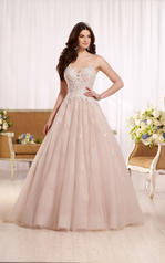 D2126 Ivory Lace and Tulle over Ivory Gown with Porcelai front