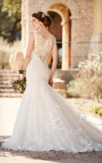 D2162 Ivory Lace and Regency Organza over Almond Gown back