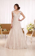 D2167 Ivory Lace and Tulle over Ivory Gown with Porcelai front