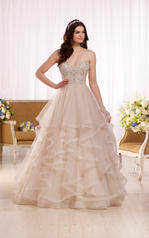 D2169 Stone Tulle over Champagne Royal Organza front
