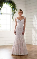 D2205 Ivory Lace and Tulle over Maple Imperial Crepe wit front
