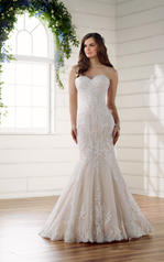 D2209 Ivory Lace and Regency Organza over Champagne Gown front