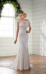 D2298 White Gown with Porcelain Tulle Illusion front