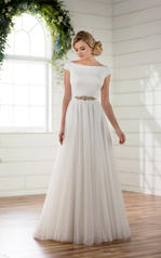 D2304 Ivory Gown with Natural Grosgrain Belt front