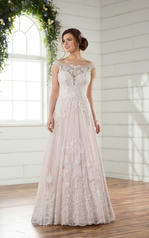 D2327 Ivory Lace and Tulle over Cafe Matte-Side Lustre S front