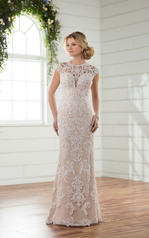 D2376 Ivory Lace and Tulle over Ivory Gown with Porcelai front