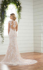 D2376 Ivory Lace and Tulle over Ivory Gown with Porcelai back