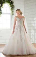 D2379 Ivory Silver Lace over Antique Ivory Gown with Por front