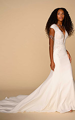Emery Ivory Gown With Ivory Tulle Plunge front