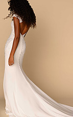 Emery Ivory Gown With Ivory Tulle Plunge back