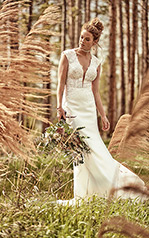 Emery Ivory Gown With Ivory Tulle Plunge front