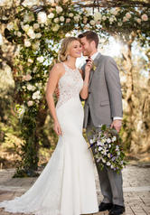 D2342 Ivory Gown With Ivory Tulle Illusion front