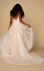 Joey Ivory Lace And Tulle Over Ivory Gown With Ivory Tu back