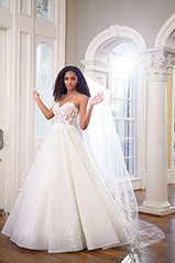 LE1102 Ivory Lace And Tulle Over Ivory Gown With Ivory Tu front